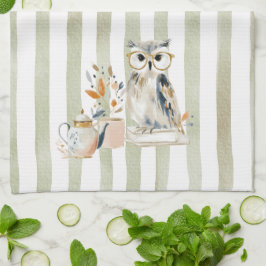 Pano De Prato Whimsical Watercolor Tea Time Bear Kitchen Towels