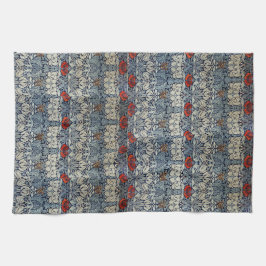 Pano De Prato William Morris Vintage Red Floral Tulip e Rosa