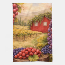 Pano De Prato Wine Country Harvest Grapes Tea Towel – Vineyard 