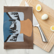 Winter Kitchen Towel - Snow Globe on Window Sill -