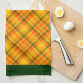 Pano De Prato Xadrez Gingham Laranja Amarelo Bordas Verdes