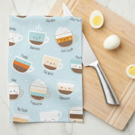 Pano De Prato Xícaras de café em azul claro