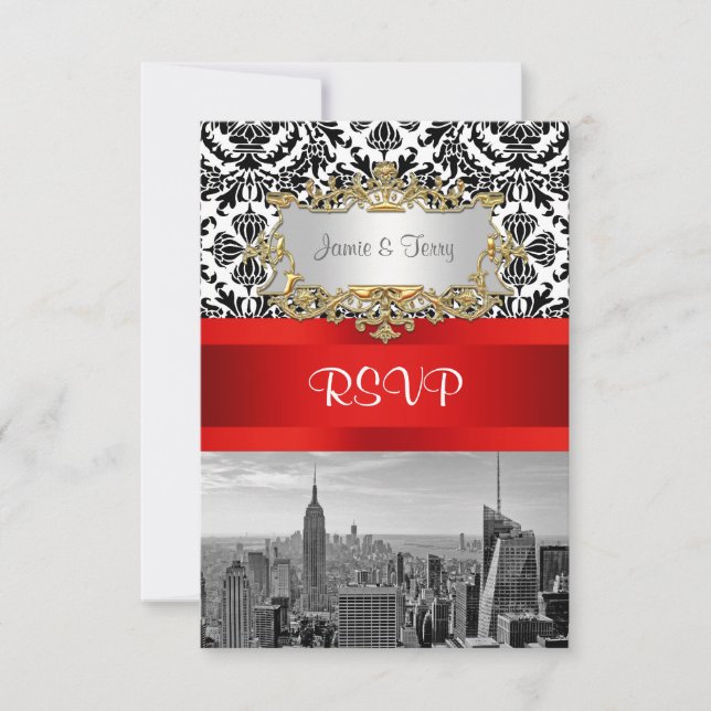 Panorama da Cidade de NY BW 432 Damask RSVP 1 (Frente)