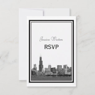 Panorama de Chicago Gravado em Moldura RSVP