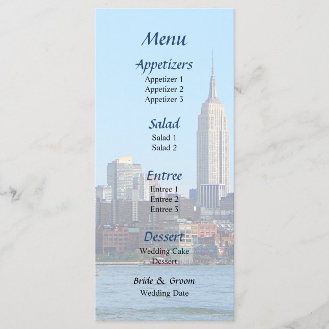Panorama de Manhattan visto de Hoboken Menu de Cas (Frente)
