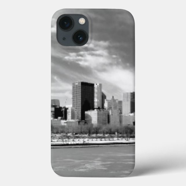 Panoramic view of Chicago skyline in winter (Verso)