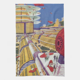 Panos De Prato Ficha científica em vintage, Nova Iorque futurísti