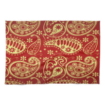 Padrão Dourado E Vermelho De Paisley