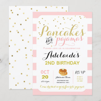 Panquecas e Festa de aniversário de Convite de Pij