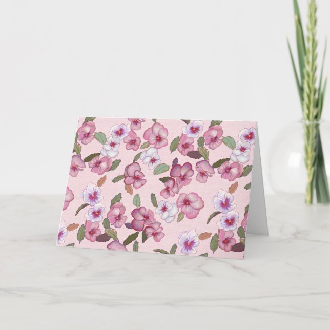 Pansias - Cartão de Saudação Pálido Rosa (Frente)