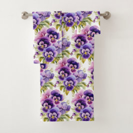 Pansias de Pansy Roxo Elegante Conjunto de Toalhas