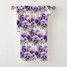 Pansias de Pansy Roxo Elegante Conjunto de Toalhas