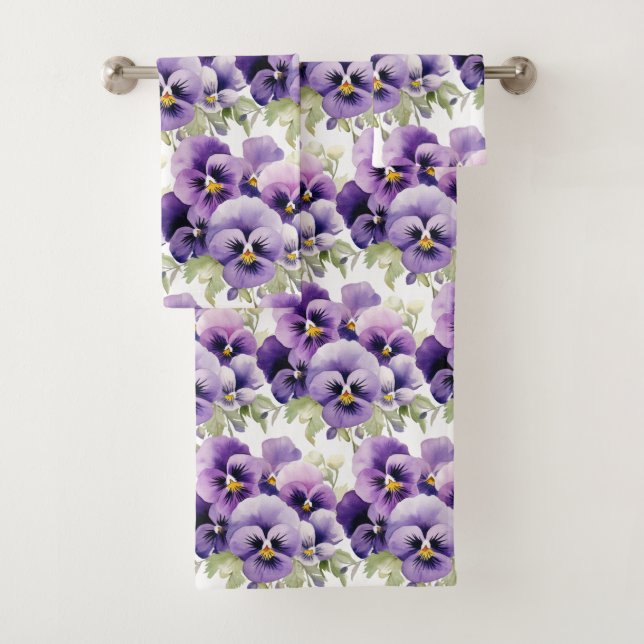 Pansias de Pansy Roxo Elegante Conjunto de Toalhas (Insitu)