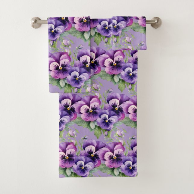 Pansias de Pansy Roxo Elegante Conjunto de Toalhas (Insitu)