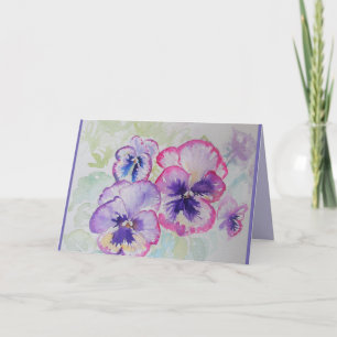 Pansias Rosa Perfeitas Arte por Aquarela Cartão d