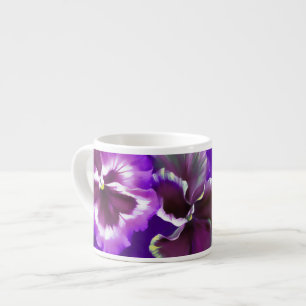 Pansies art espresso roxo estilizado caneca