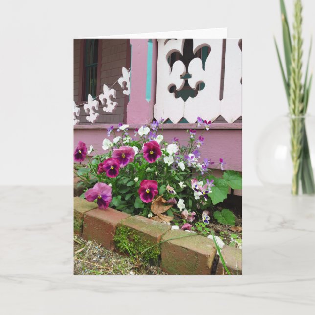 Pansies e Fleur-de-lis - Cartão de Vinha de Martha (Frente)