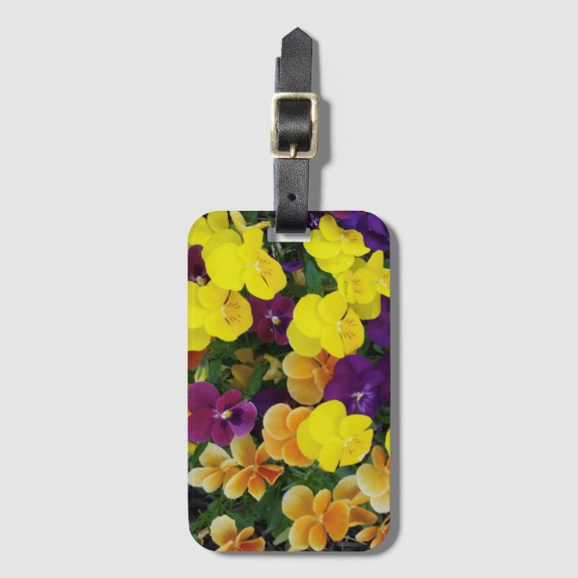 Pansies Etiqueta de Bagagem Acrílica (Frente Vertical)
