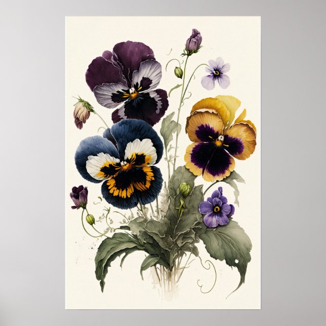 Pansies Pansy Flowers Art Impressão (Frente)