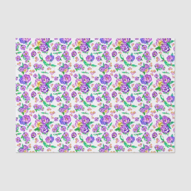 Pansies Papel tecidular de padrão (Frente )