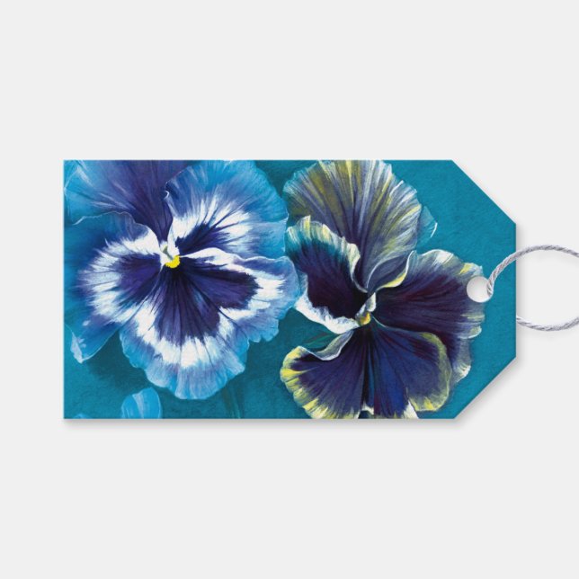 Pansy belas artes pintando etiqueta azul de presen (Frente (horizontal))