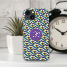 Pansy Patch Girly Monograma Padrão Floral