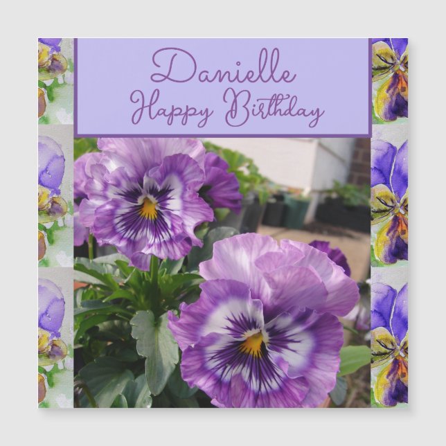 Pansy Purple Flower floral Girls Name Birthday (Frente)