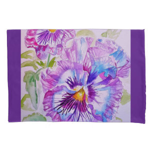 Pansy Watercolor Pattern on Purple Blue Pansies