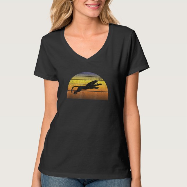 Pantera Preta Silhueta Retro Africano Sunset Top (Frente)