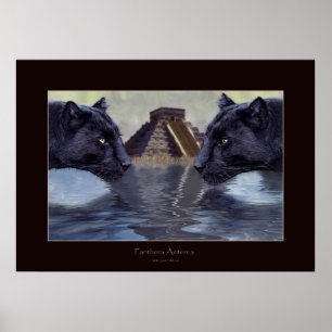 PANTHER PRETO & CHICHEN ITZA Art Poster
