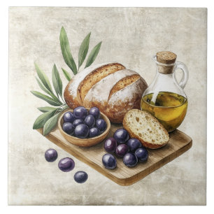 Pão de Aquarela Azeitonas Textura Falsa Toscana