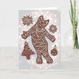 Pão de Gengibre Gato e Cartão de Biscoito de Natal