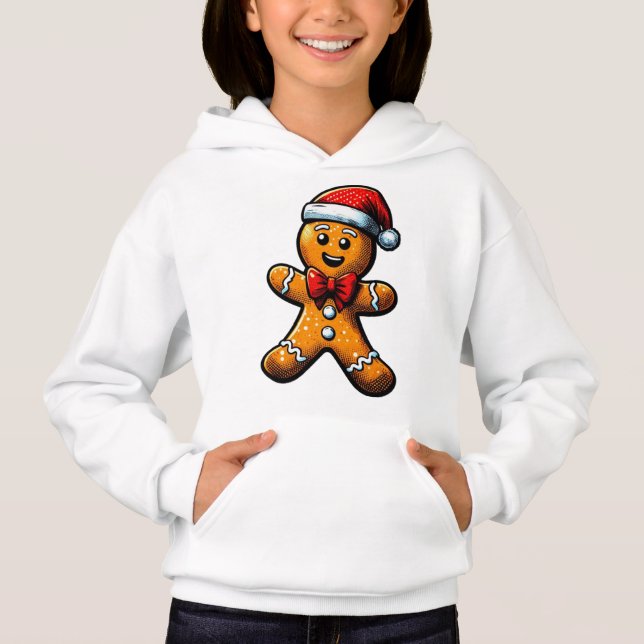 Pão de Natal Homem Crianças Pullover Hoodie (Frente)