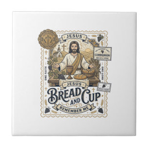 Pão E Cálice Jesus Comunhão Fé Cristã Vint