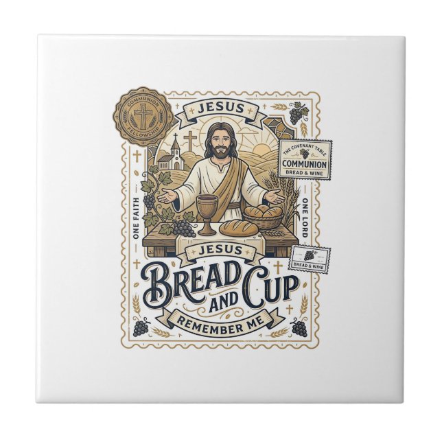 Pão E Cálice Jesus Comunhão Fé Cristã Vint (Frente)