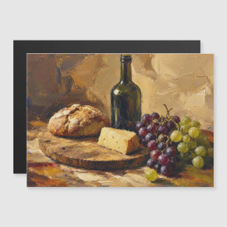 Pão Queijo Uvas Vinho Pintura arte abstrata