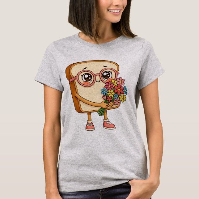 Pão Tony Com Flores – Camiseta de Pão Fofo (Frente)