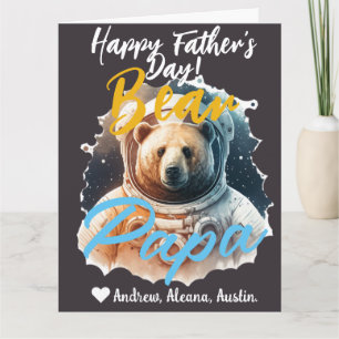 Papá Bear Simples Chic Names Cartão de Férias Astr
