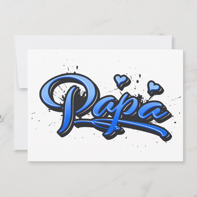 Papa blue Heart Graffiti Karte (Frente)