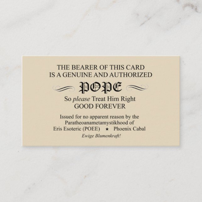 Papa Cartão de Discordian (versão da cabala de (Frente)