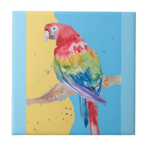 Papagaio Aquarela Rosa Amarelo Bebê Azul Arara