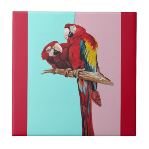 Papagaio Aquarela Rosa Amarelo Bebê Azul Arara