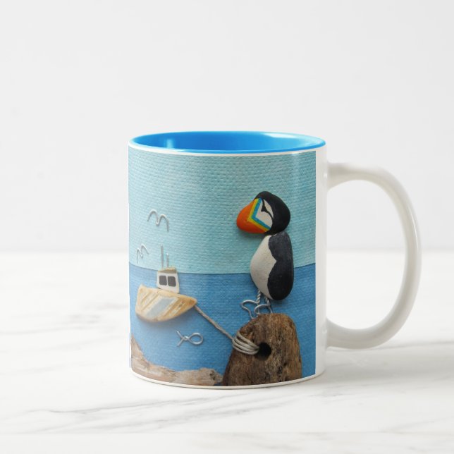 Papagaio-do-mar - caneca da colagem da arte da (Direita)