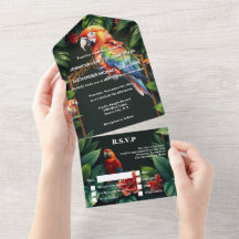 Papagaio exótico pássaro da selva paraíso casament