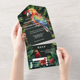 Papagaio exótico pássaro da selva paraíso casament