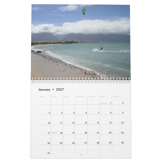 Papagaio que surfa o calendário 2009 (Jan 2027)