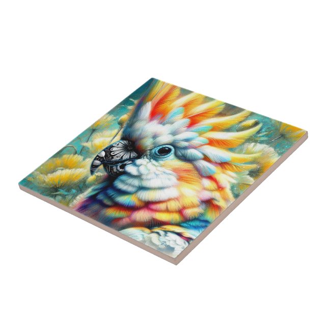 Papagaios Amarelos de Aves Cockatoas Floral (Lateral)