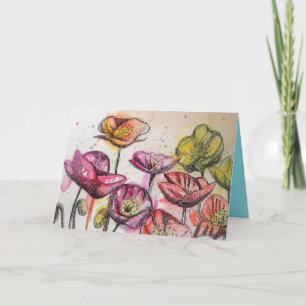 Papagaios cor-de-rosa Aquarela e Cartão de Aniver