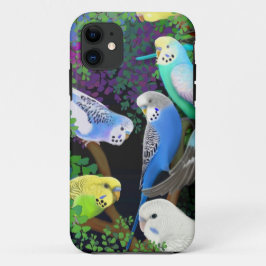 Papagaios de Budgie em umas capas de iphone das