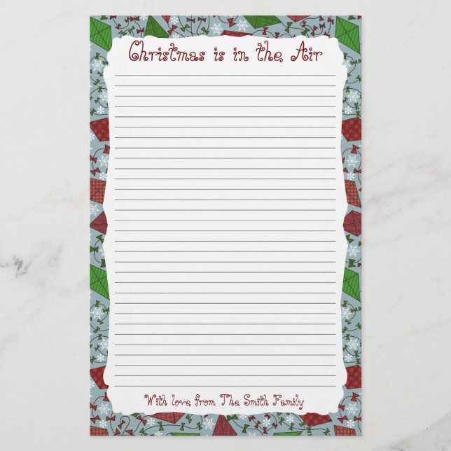 Papagaios de Natal, papelaria personalizada (Frente)